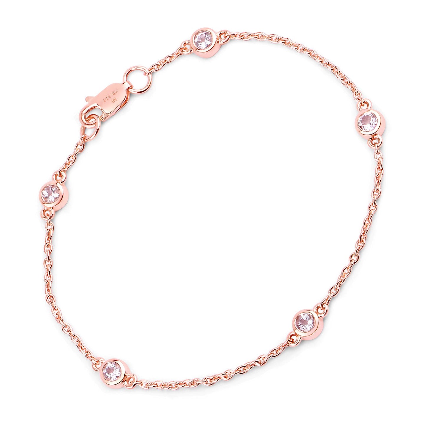 Pulsera de plata esterlina con morganita genuina de 0.45 quilates