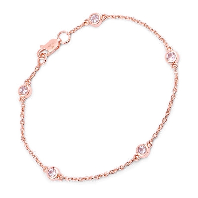 0.45 Carat Genuine Morganite Sterling Silver Bracelet