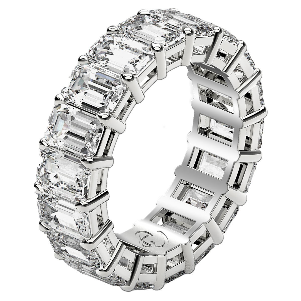 Anillo de Eternidad con Diamante Creado en Laboratorio Corte Esmeralda en Oro Blanco de 14k