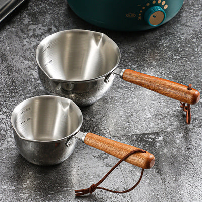 Stainless steel oil splashing small pot, three-layer steel mesh red hot oil small pot, mini milk pot, oil pouring, oil tapping, oil pouring special artifact - Korvel