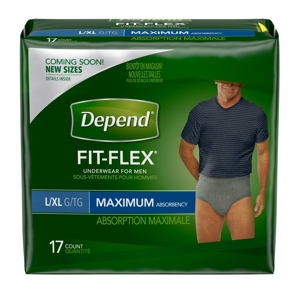 Depend Fit-Flex Underwear for Men - Maximum Absorbency, L/XL