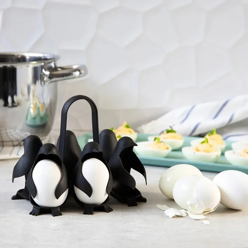 Penguin - Shaped Egg Cooker   Multifunctional Egg Cooker & Fridge Storage Holder - Korvel