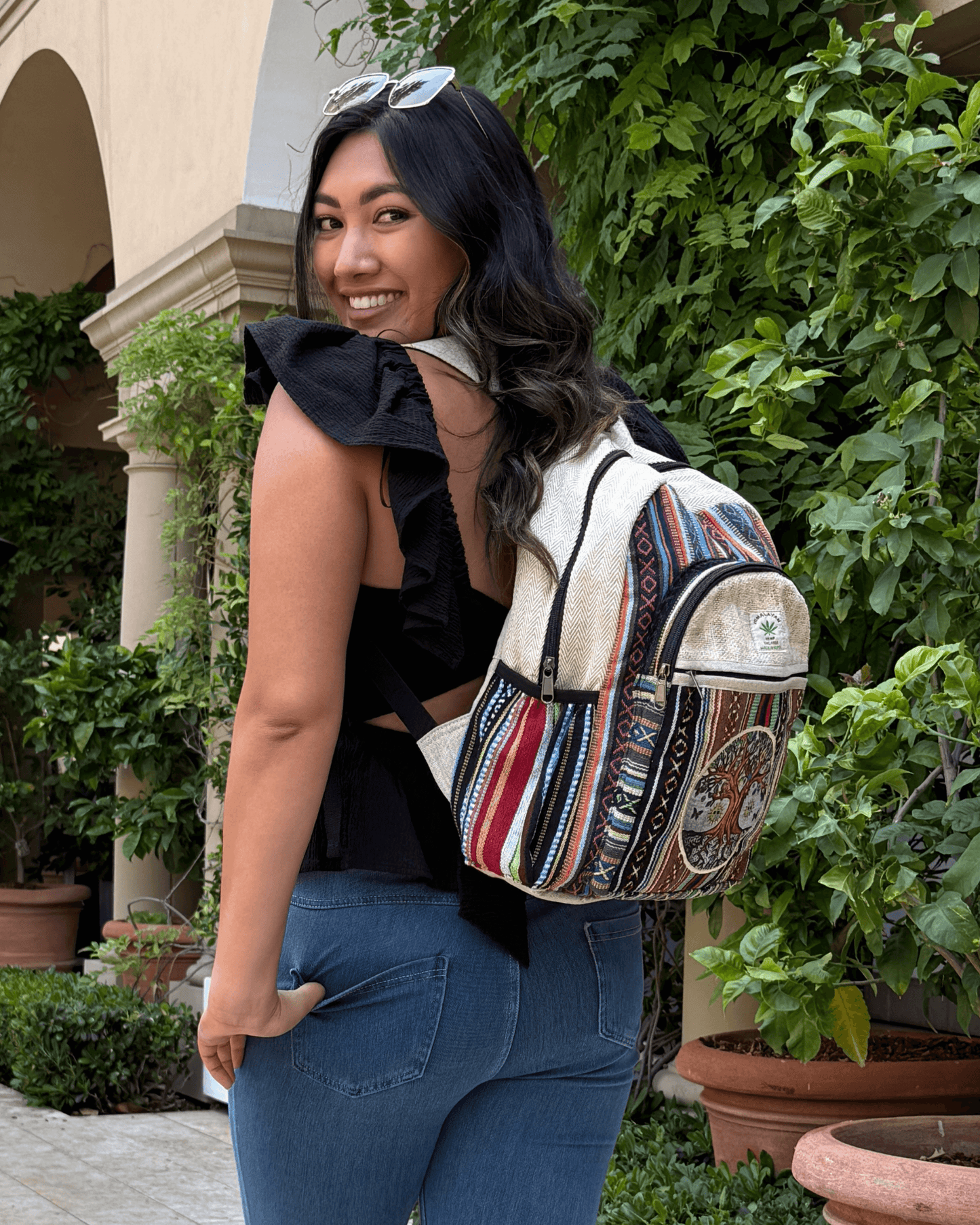 Sac à dos en coton et chanvre fait main de la collection Kathmandu