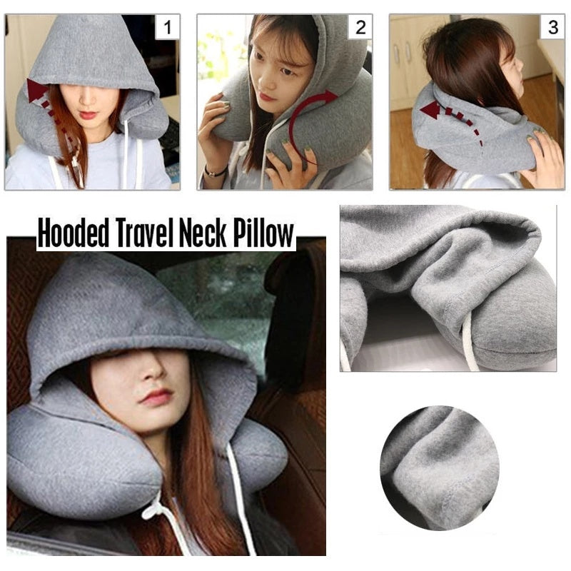 Travel Hooded U-Shaped Pillow for Comfort Anywhere