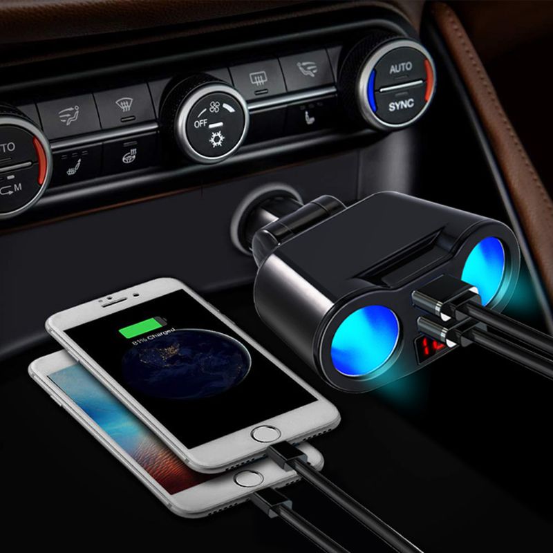 Cargador de coche dual USB 12V 24V con voltímetro LED