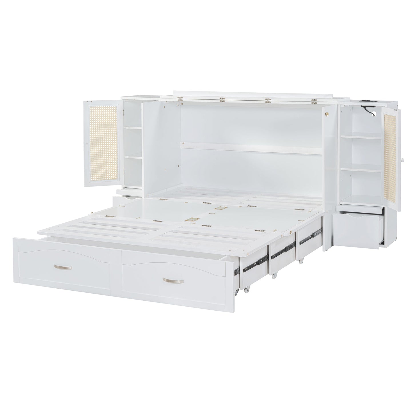 Cama Murphy Grande Blanca con Cajones y Armarios de Almacenamiento