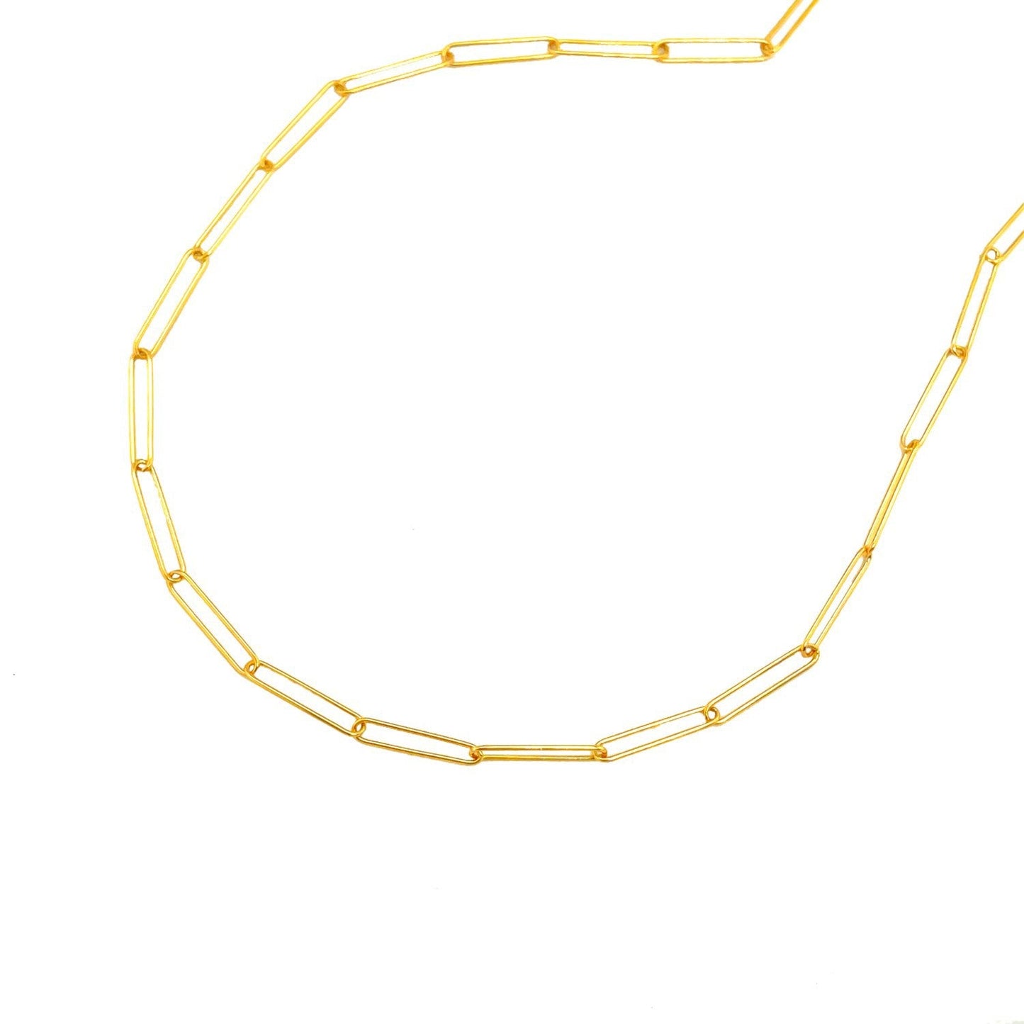14k Yellow Gold Wire Paperclip Chain - Elegant Design