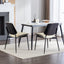 2-piece retro linen chair set with curved wooden backrest, cushioned seat, adjustable metal legs, (Beige PU) - Korvel