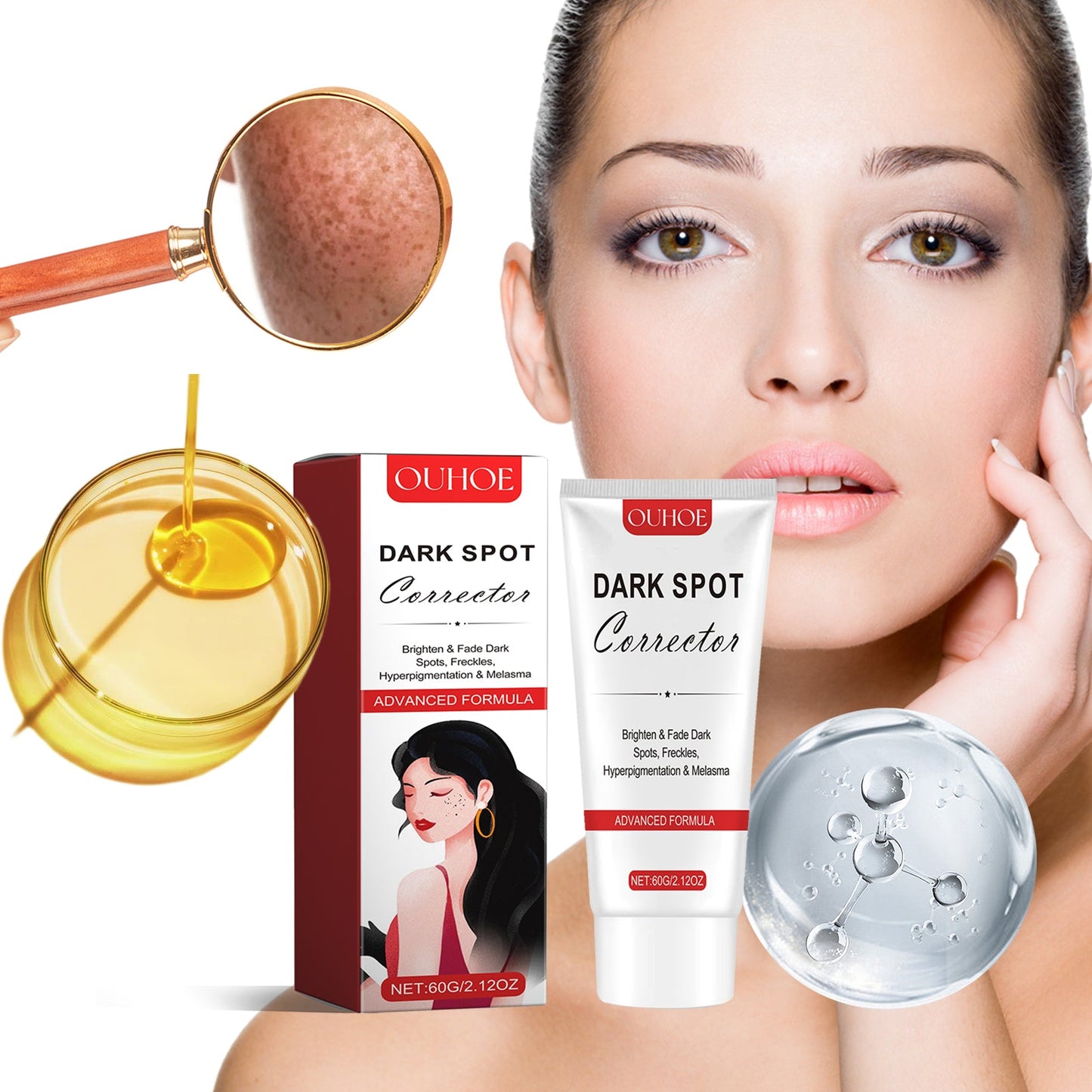 Dark Spot Whitening Cream, Lightening Yellow Brown White Spot Cream Dark Spots Correct Skin Tone Moisturize Skin Whitening - Korvel
