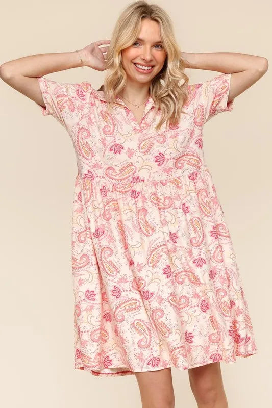 Robe en tricot à imprimé paisley évasée
