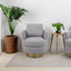 Teddy Rotating Bucket Chair Rotating Emphasis Chair Living Room Armchair Gold Stainless Steel Base Round Bucket Chair (Gray) - Korvel