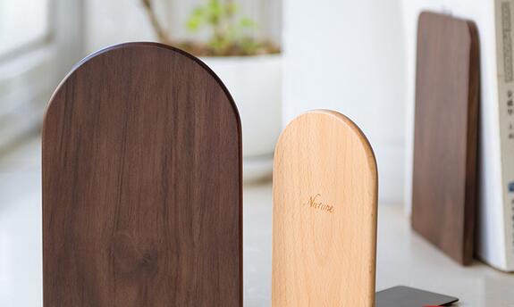 Solid beech wood book end natural wood walnut bookend home storage bookshelf decor bookstop natural wood crafts - Korvel