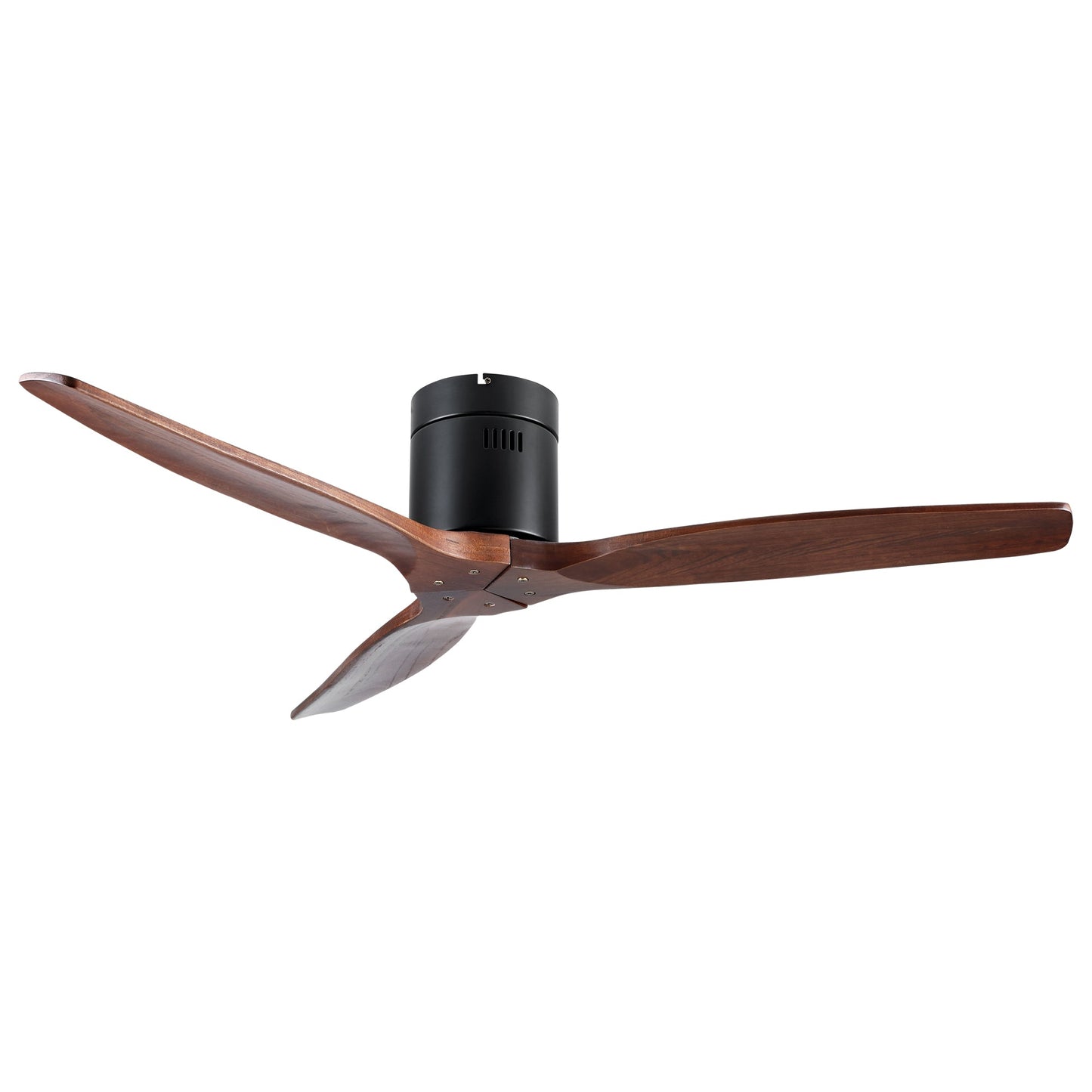 Ventilateur de plafond rustique YUHAO 52" - Fini noir mat et pales en bois