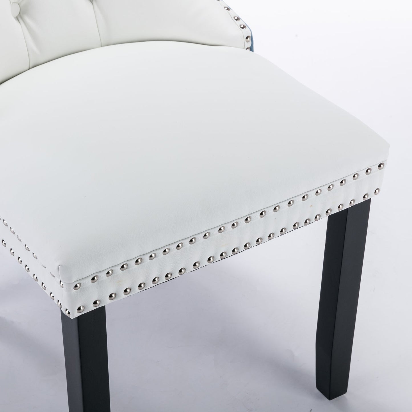 A&A Furniture Nikki Collection Modern High-end Tufted Solid Wood Contemporary PU 2-Pcs Set White+Light Blue - Korvel