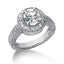 Monture semi-montée en diamant halo vintage en or blanc 14k