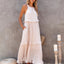 Elegant Ruffled Sleeveless Tiered Maxi Dress with Pockets