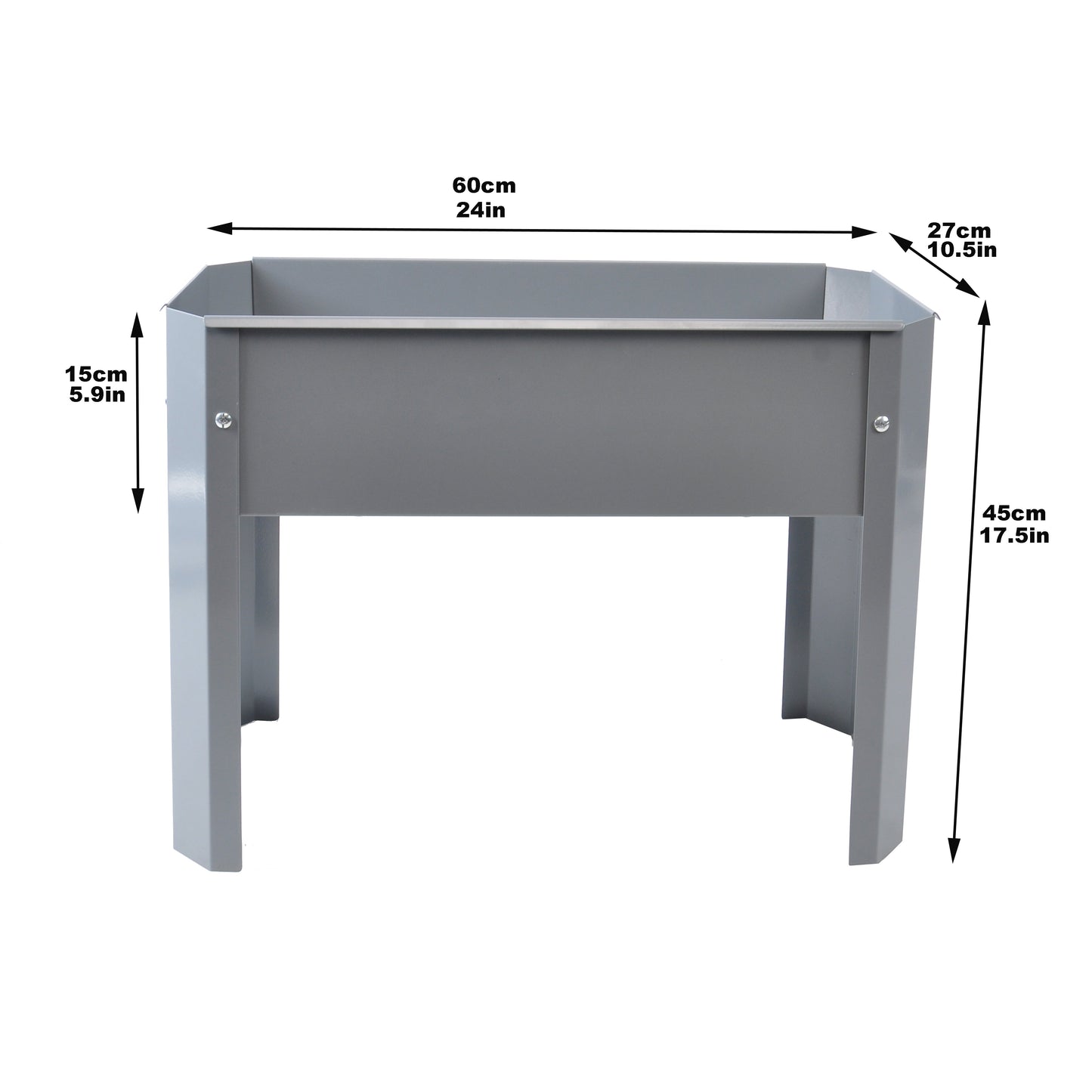 Elevated garden bed, metal elevated outdoor flowerpot box, suitable for backyard and terrace, large flowerpot Grey + Steel - Korvel