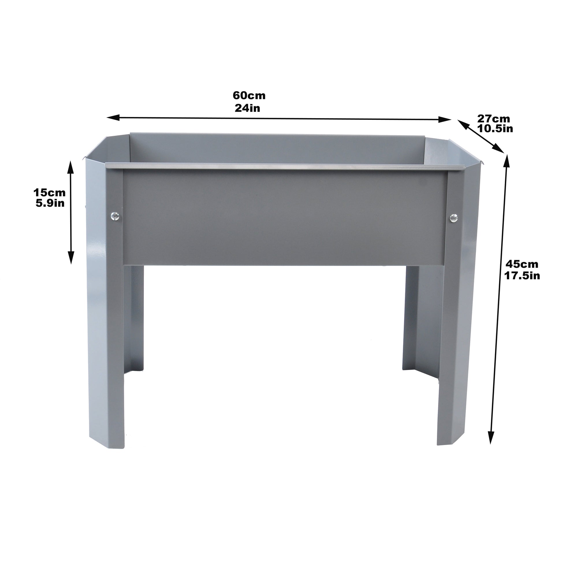 Elevated garden bed, metal elevated outdoor flowerpot box, suitable for backyard and terrace, large flowerpot Grey + Steel - Korvel