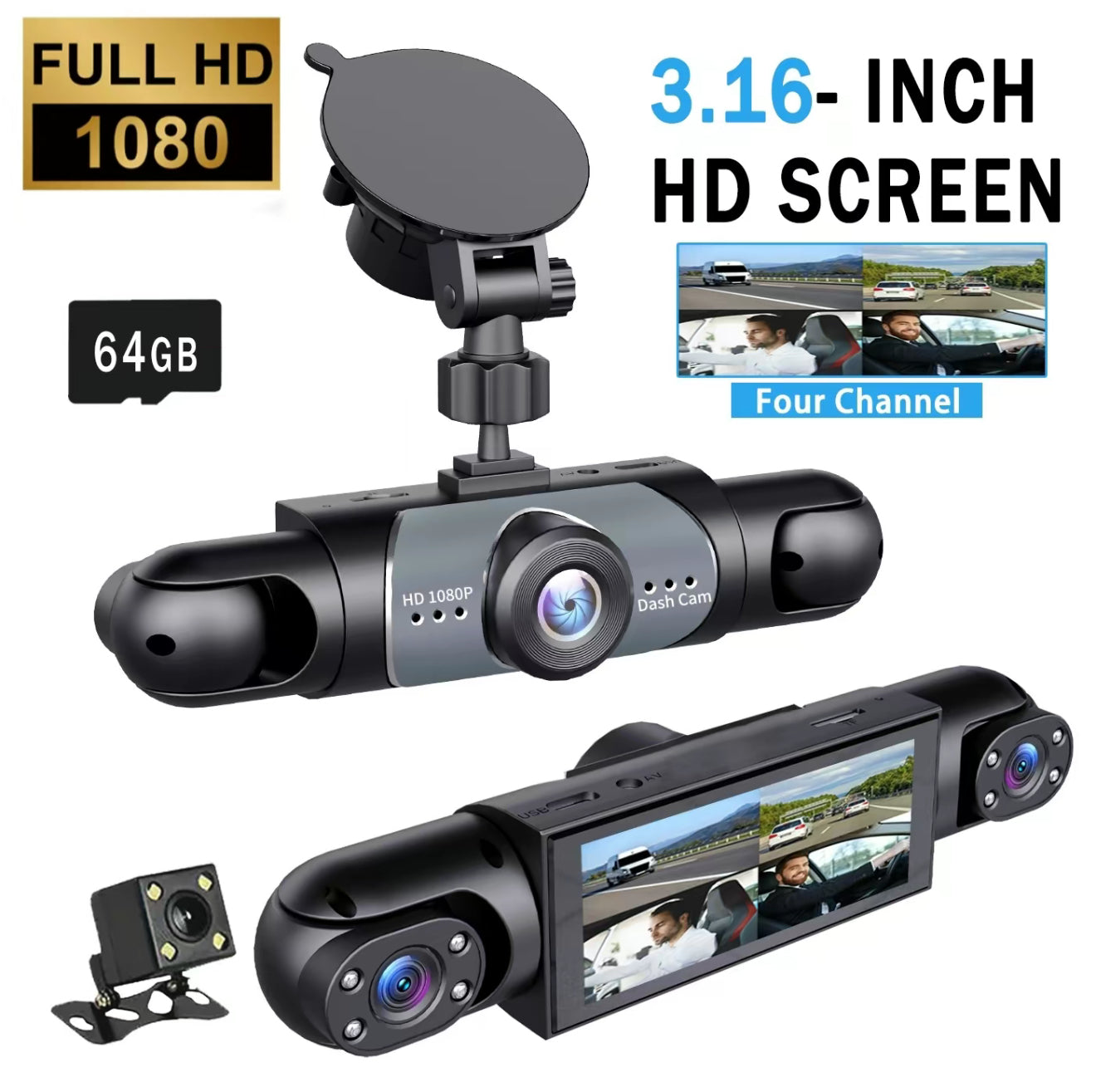 Cámara Dash 4 Vías FullScope para Monitoreo Completo del Vehículo