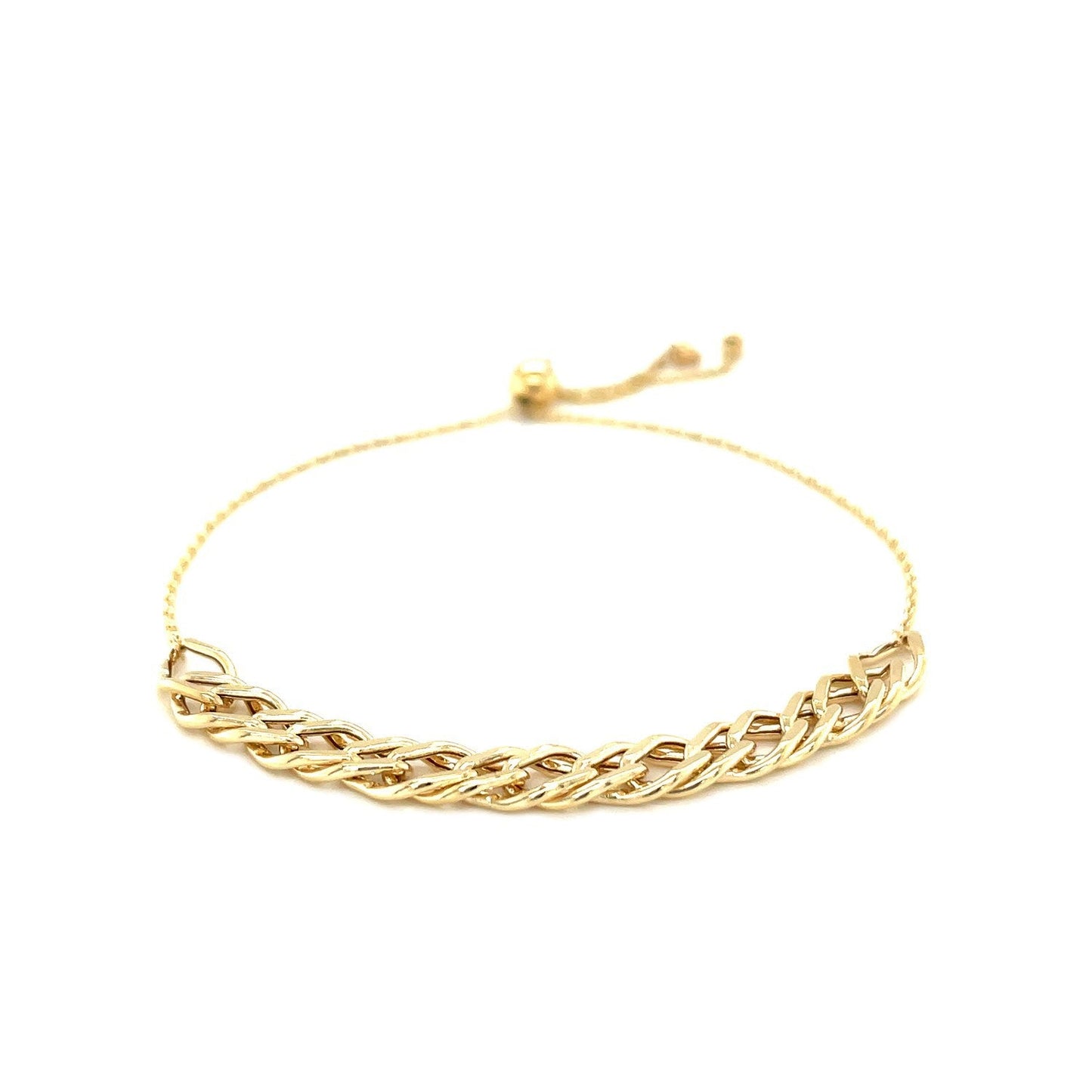 Pulsera de Cadena Ajustable de Oro Amarillo de 14k
