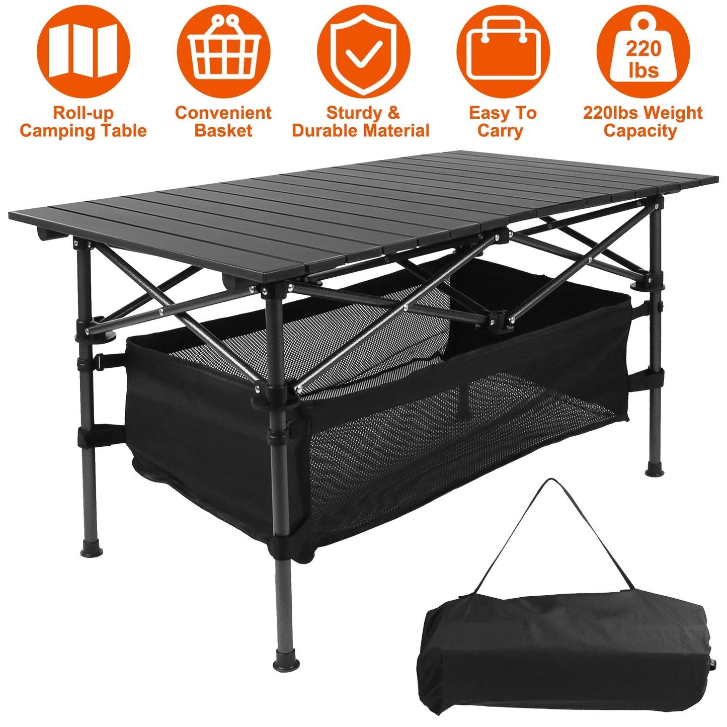 Mesa de Camping Plegable GBruno - Mesa Portátil para Exterior