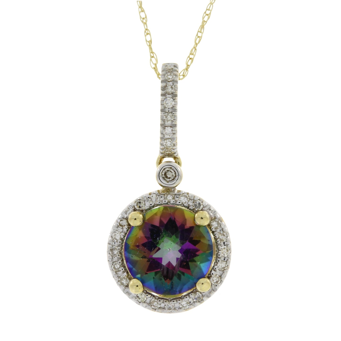 Mystic Fire Topaz Pendant in 14KT Yellow Gold