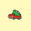 Pin de esmalte de conductor de rana - Divertido broche de coche rojo