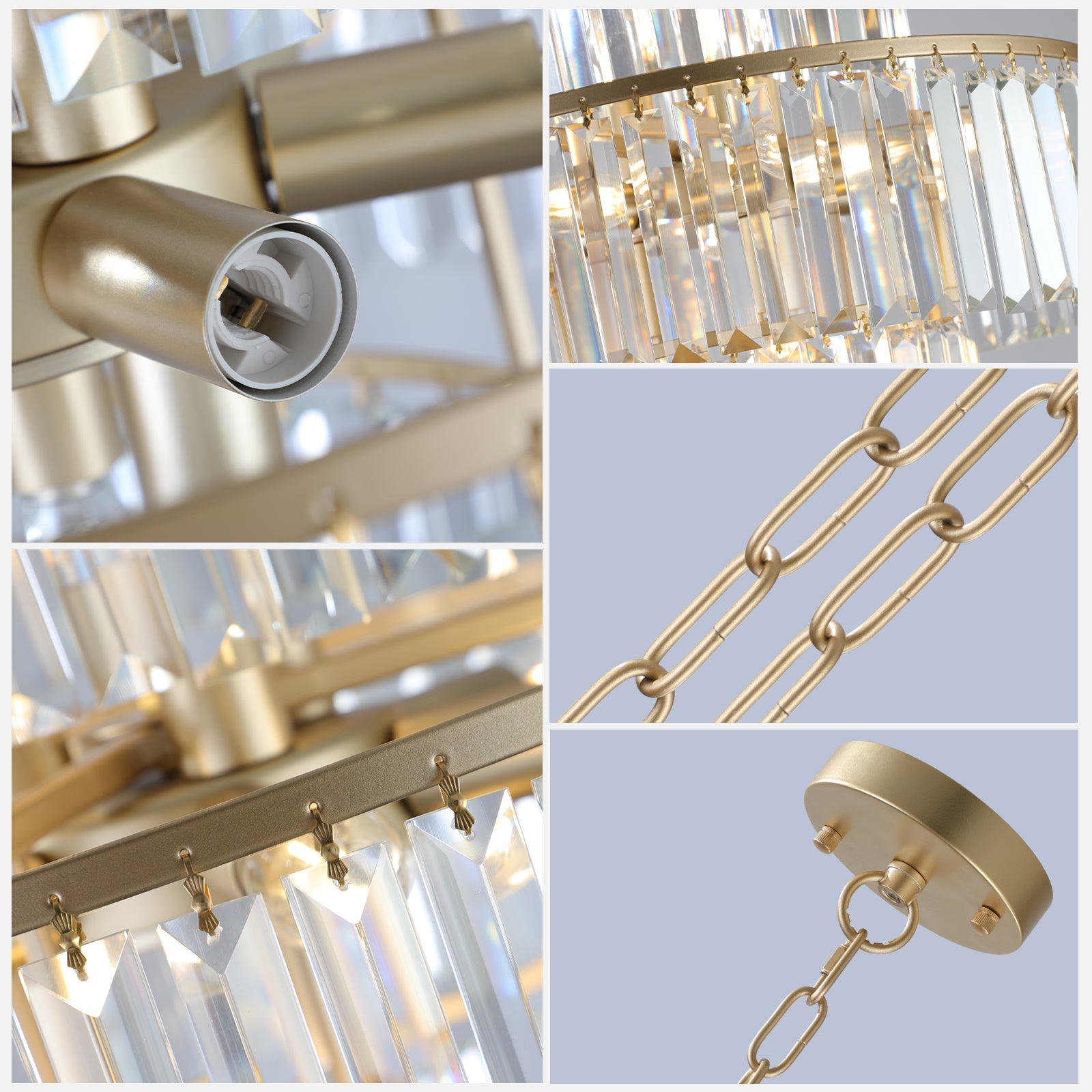 Luxury Crystal Chandelier Modern Chandeliers Lights Fixture Hanging Pendant Light Fixture Dia 19.7 Inch - Korvel