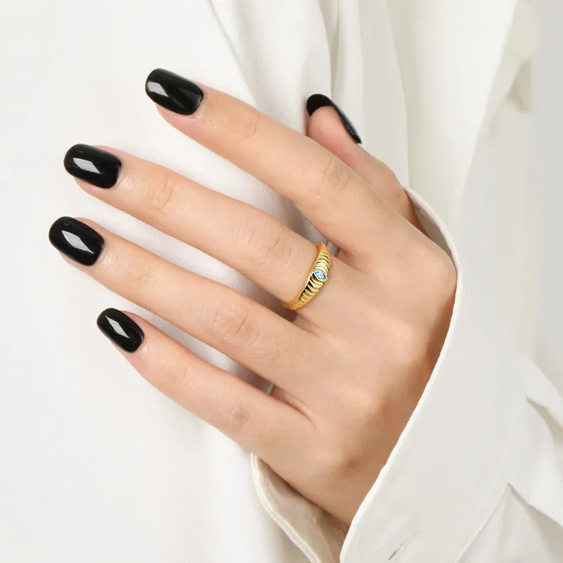 925 Sterling Silver Inlaid Zircon Ring - Korvel