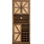 76-Inch Rustic Oak Farmhouse Wine Cabinet with Faux Rattan