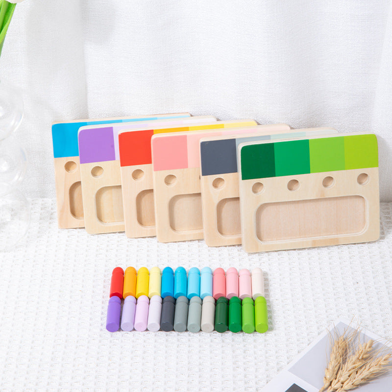 Colorful sensory integration wooden insert board, hands-on and brainpower color discrimination teaching aids, children's wooden toys - Korvel