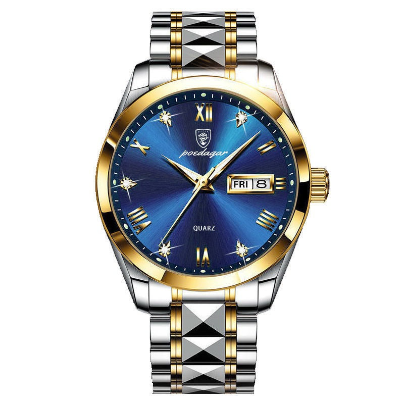 Reloj de Hombre Suizo Impermeable con Doble Calendario y Brillo