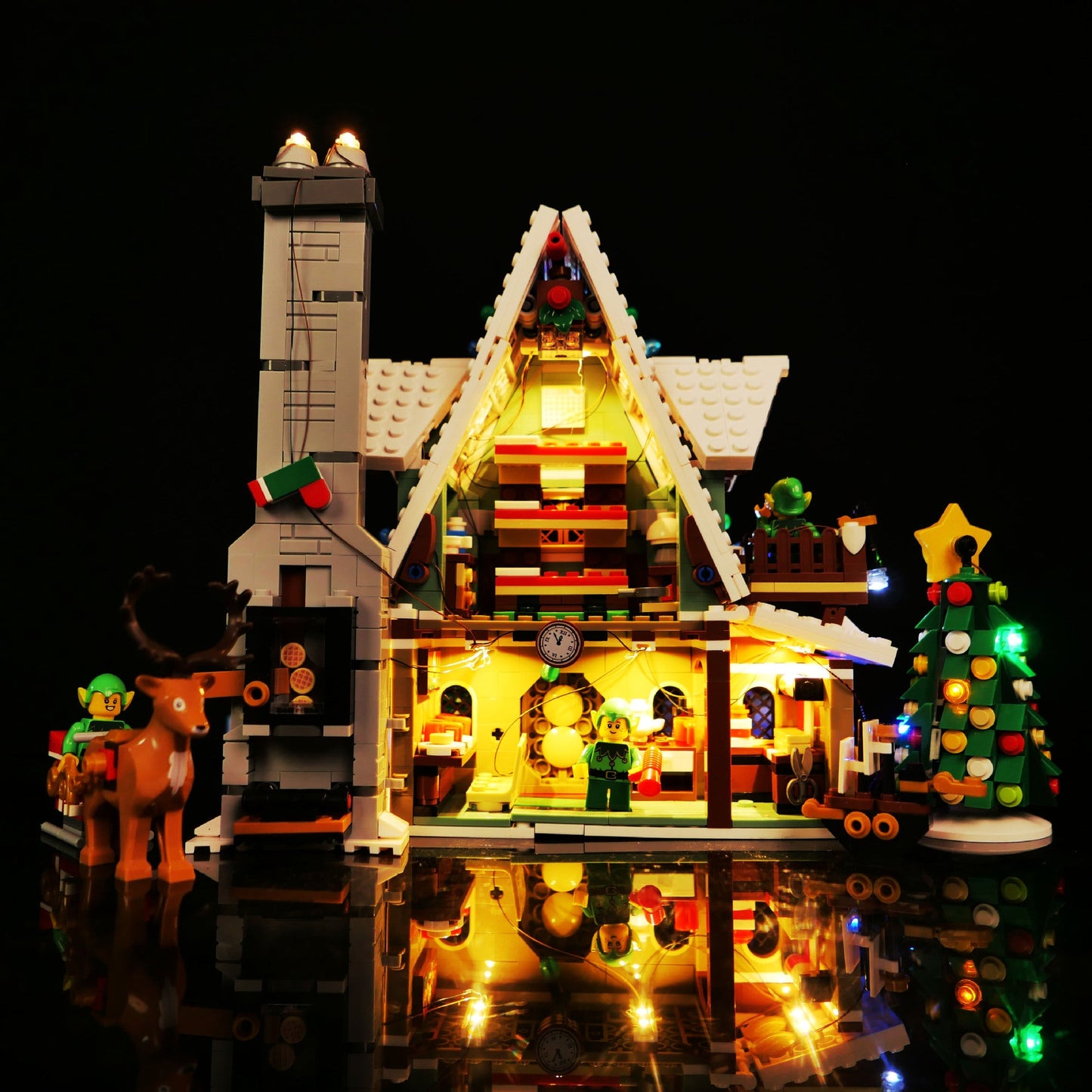 Casa Mágica de Elfo Navideño Compatible con LEGO con Luz LED