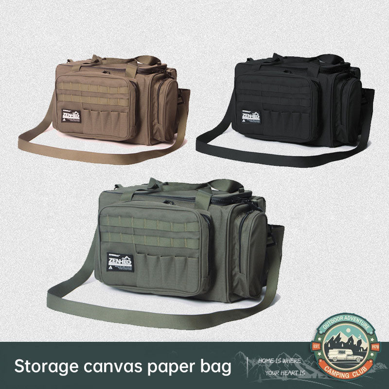 Outdoor camping picnic bag outdoor tableware storage tactical compartment sundries portable shoulder bag - Korvel