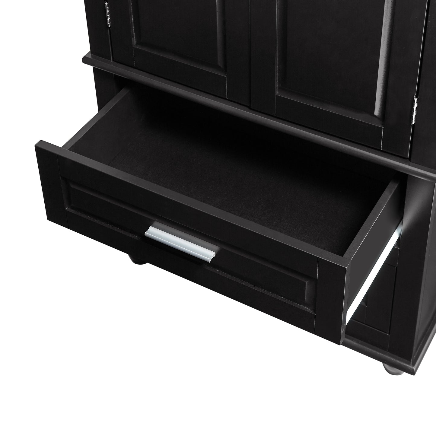 Tall Storage Cabinet with Two Drawers for Bathroom/Office, Black - Korvel