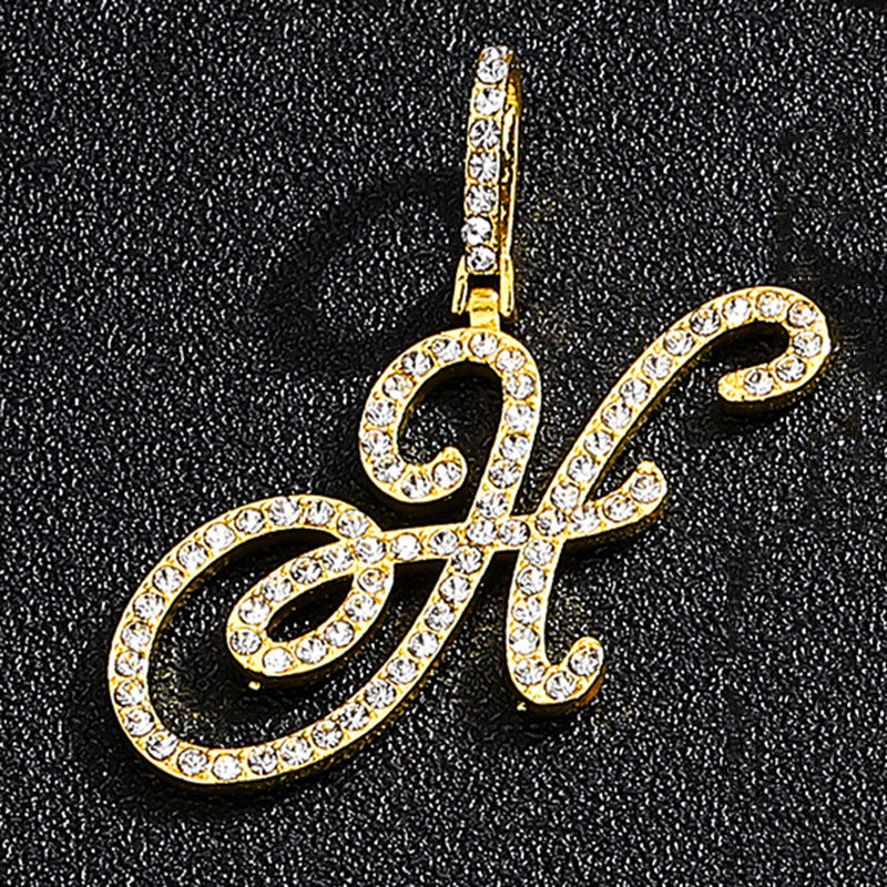 Hip Hop Grass Letter Pendant with Cuban Chain