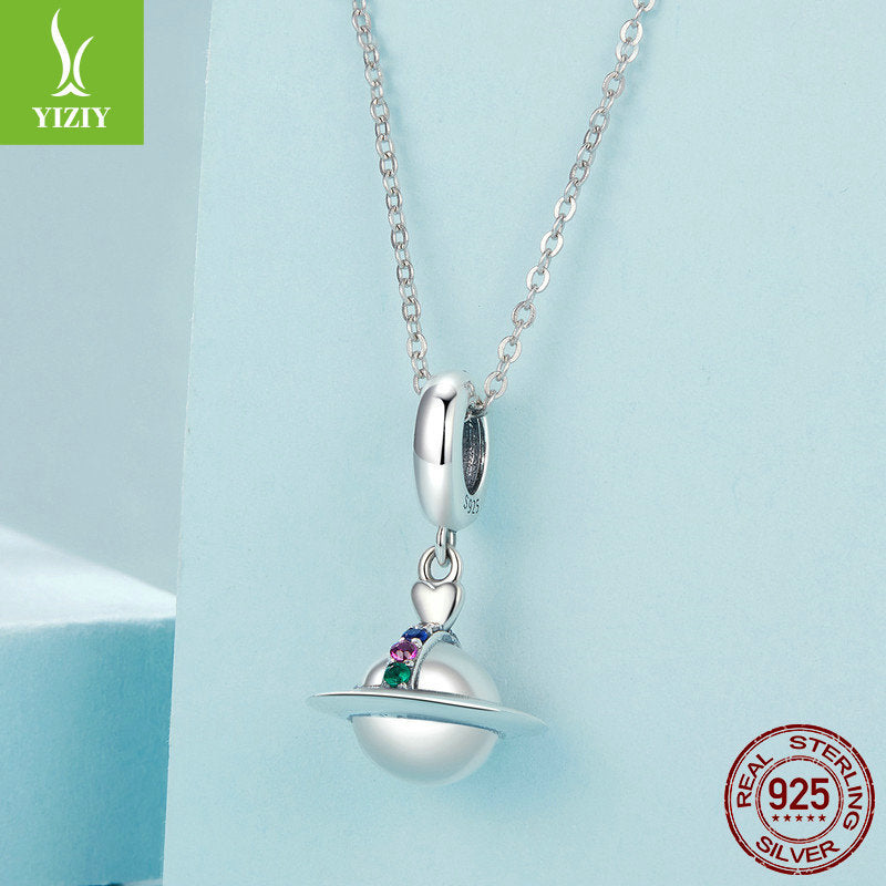 Silver Planet Pendant - Personalized S925 Charm for Bracelets