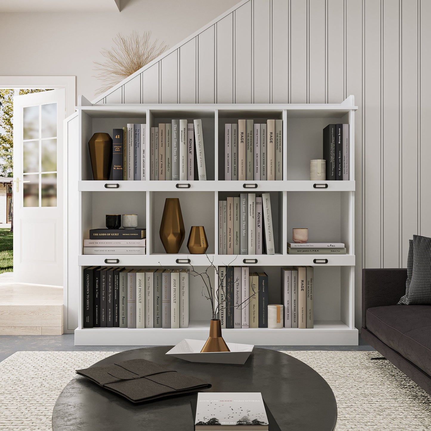 Elegant 10-Shelf Bookcase in White