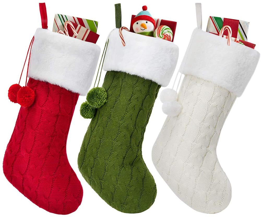 Christmas Decorations Knitted Wool Thick White Wool Socks Hotel Home Christmas Socks - Korvel