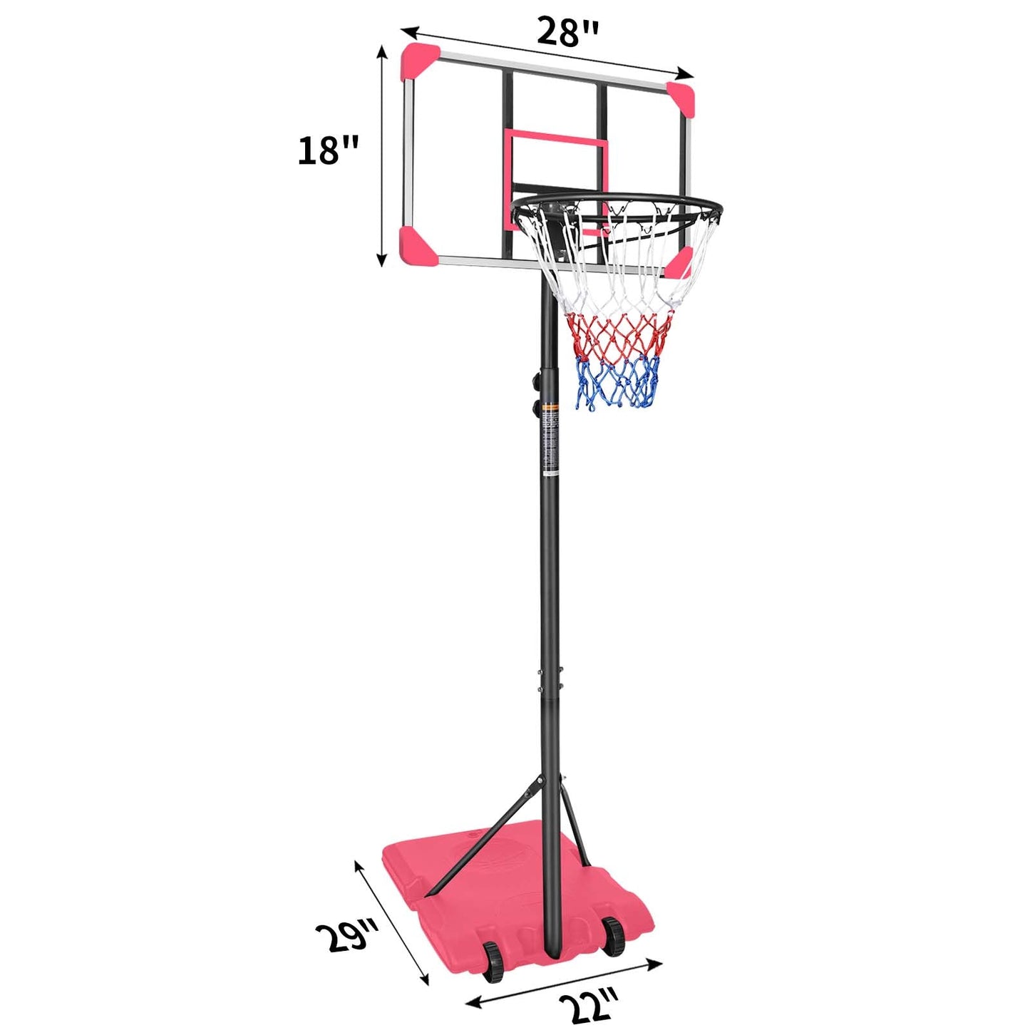 Portable Basketball Goal System with Stable Base and Wheels use for Indoor Outdoor teenagers youth - Korvel