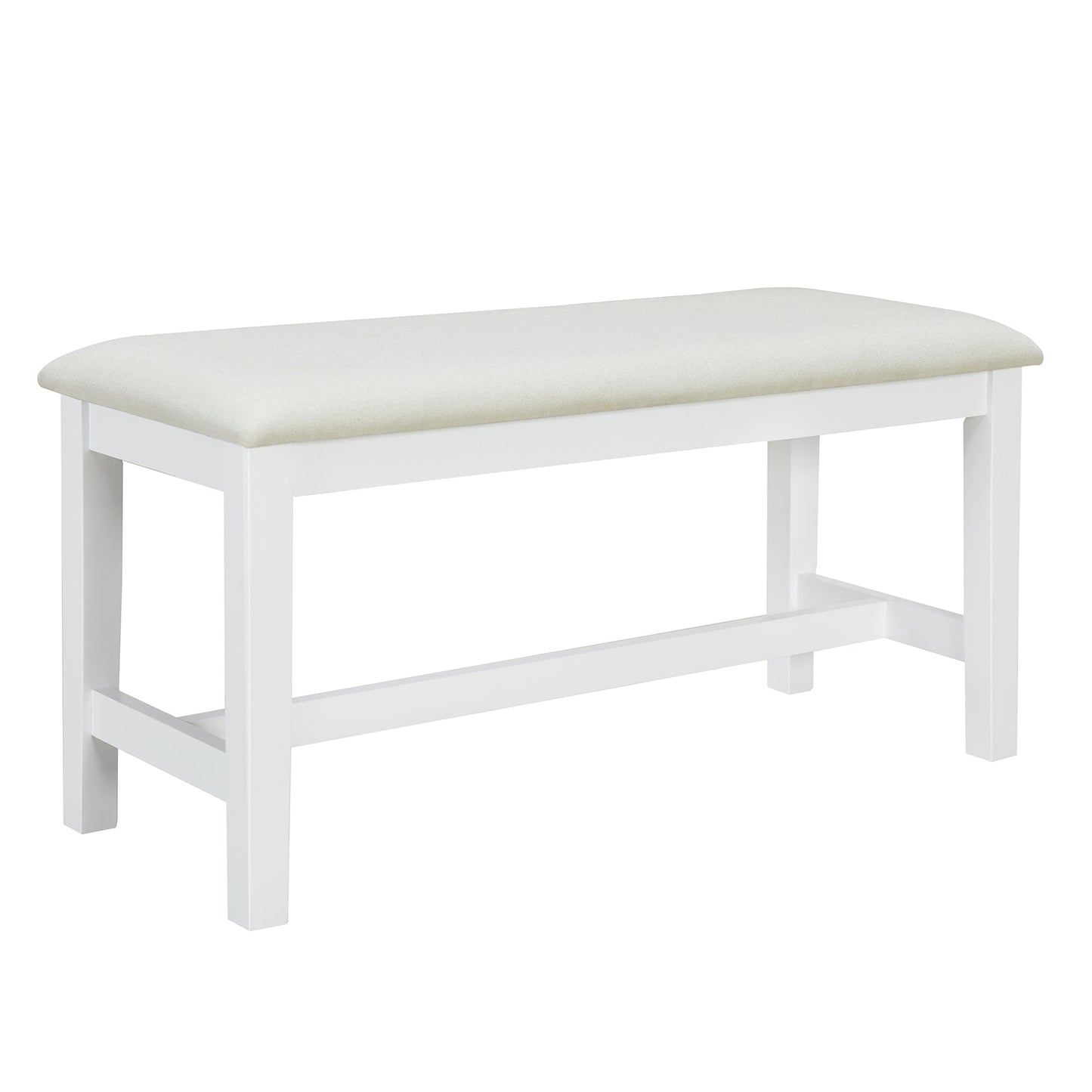 TOPMAX Farmhouse 6-Piece Trestle Dining Table Set with Upholstered Dining Chairs and Bench  59inch, White - Korvel
