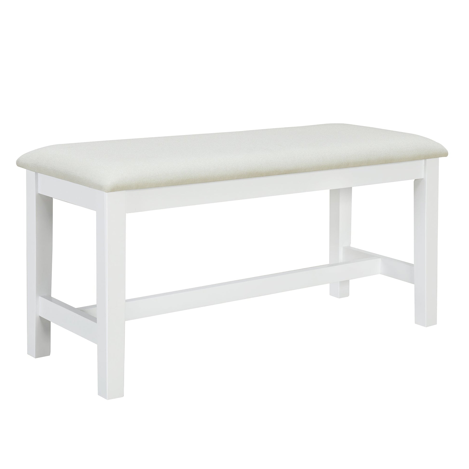 TOPMAX Farmhouse 6-Piece Trestle Dining Table Set with Upholstered Dining Chairs and Bench  59inch, White - Korvel