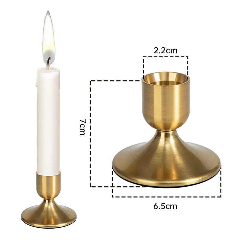 8 pieces of gold candle holder metal conical candle holder - Korvel