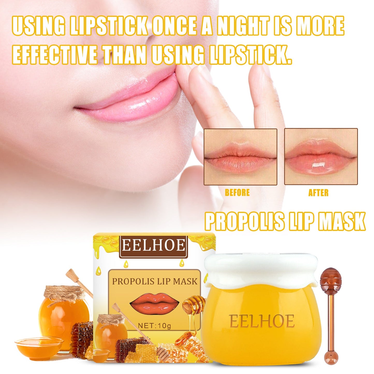 Strawberry Honey Lip Mask with Brush - Moisturizing Treatment