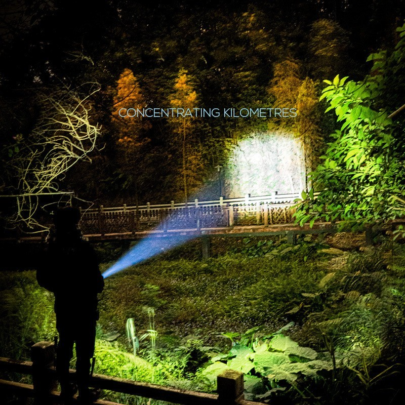 New Telescopic Zoom Glare Flashlight USB Charging Compact Portable Spotlight Long-Range Floodlight Outdoor Lighting - Korvel