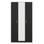 Elegant 3-Door Wardrobe with Mirror and Shelves in Black