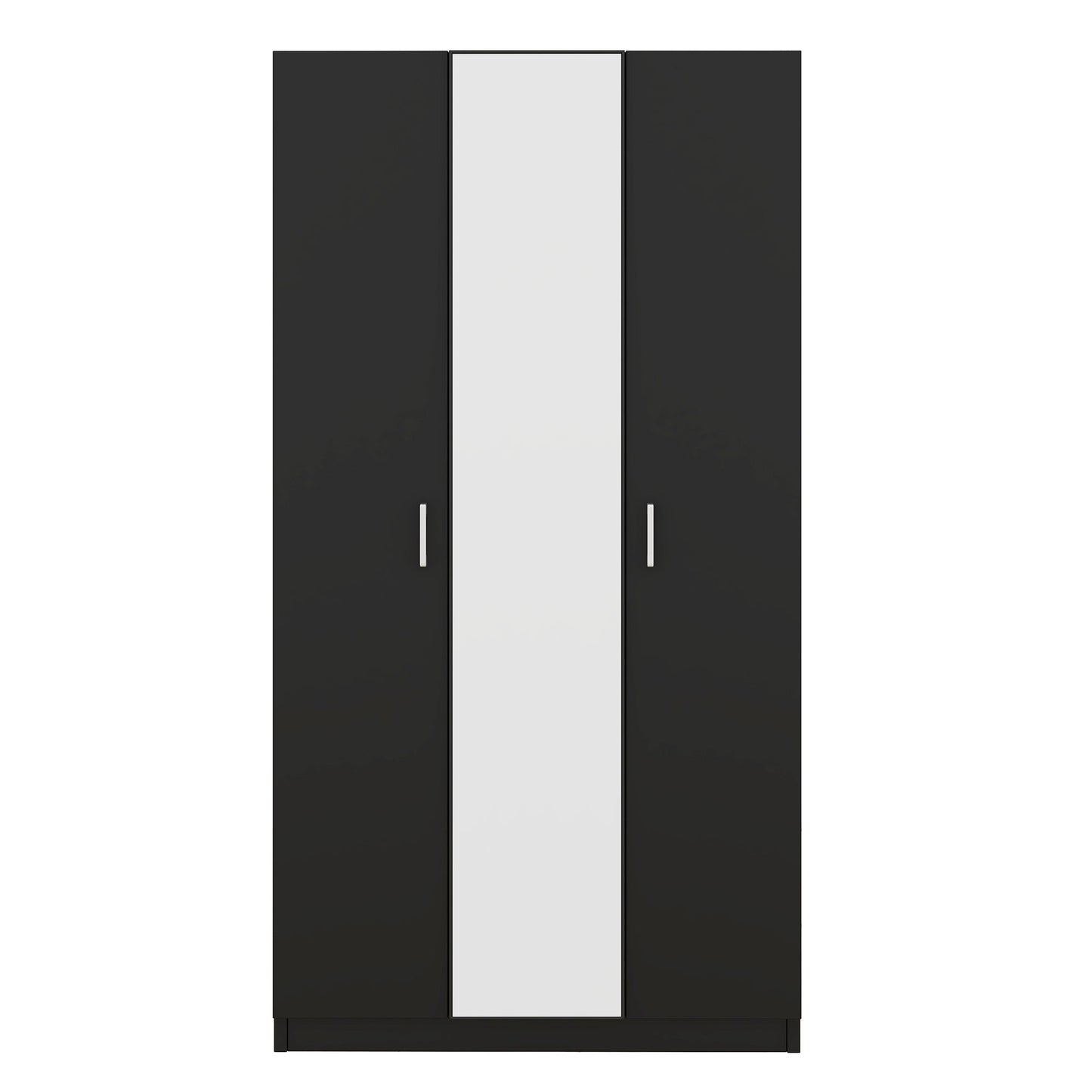 Elegant 3-Door Wardrobe with Mirror and Shelves in Black