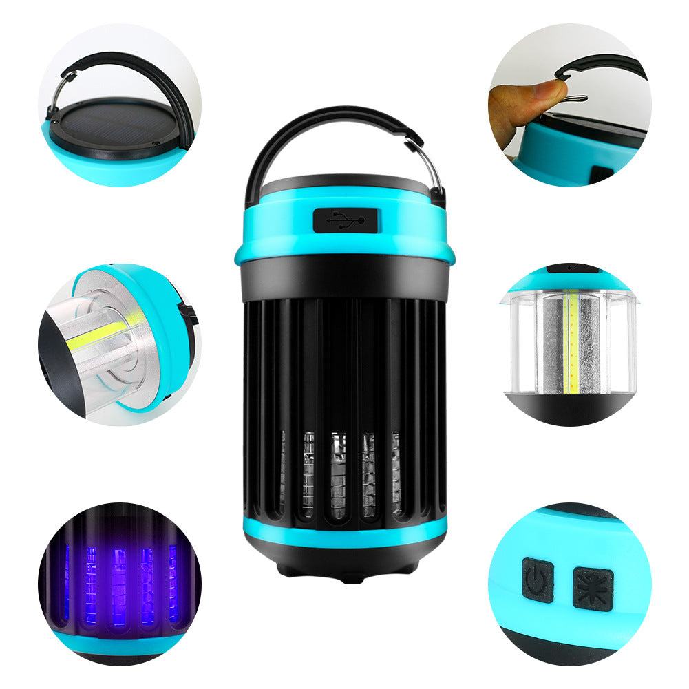 Solar LED Electric Shock Mosquito Killer Lamp Outdoor Waterproof USB Rechargeable Lighting Mosquito Trap - Korvel