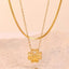 2 Piece 18K Gold-Plated Inlaid Zircon Lucky Clover Necklace - Korvel
