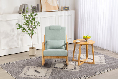 Premium Upholstered Rocking Chair with Lumbar Pillow